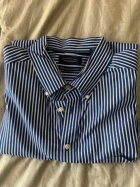 Traveler & Young Navy Stripe Button-Down Dress Shirt